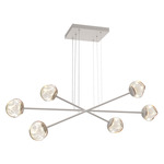 Luna  Moda Linear Chandelier - Beige Silver / Amber Geo