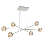 Luna  Moda Linear Chandelier - Beige Silver / Bronze Floret