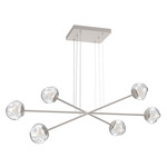 Luna  Moda Linear Chandelier - Beige Silver / Clear Geo