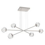 Luna  Moda Linear Chandelier - Beige Silver / Clear Zircon