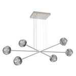 Luna  Moda Linear Chandelier - Beige Silver / Smoke Geo