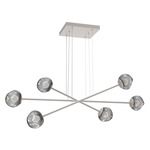 Luna  Moda Linear Chandelier - Beige Silver / Smoke Zircon