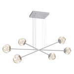 Luna  Moda Linear Chandelier - Classic Silver / Amber Geo