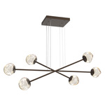 Luna  Moda Linear Chandelier - Flat Bronze / Amber Floret