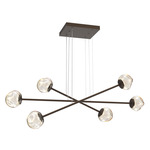 Luna  Moda Linear Chandelier - Flat Bronze / Amber Geo