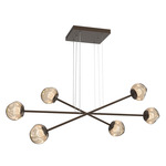 Luna  Moda Linear Chandelier - Flat Bronze / Bronze Floret