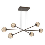 Luna  Moda Linear Chandelier - Flat Bronze / Bronze Geo