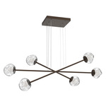 Luna  Moda Linear Chandelier - Flat Bronze / Clear Floret