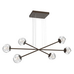 Luna  Moda Linear Chandelier - Flat Bronze / Clear Geo