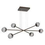 Luna  Moda Linear Chandelier - Flat Bronze / Smoke Floret