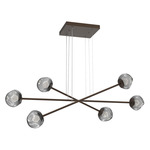 Luna  Moda Linear Chandelier - Flat Bronze / Smoke Zircon