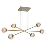 Luna  Moda Linear Chandelier - Gilded Brass / Bronze Floret