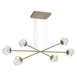 Luna  Moda Linear Chandelier - Gilded Brass / Clear Floret