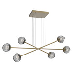 Luna  Moda Linear Chandelier - Gilded Brass / Smoke Floret