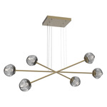 Luna  Moda Linear Chandelier - Gilded Brass / Smoke Geo