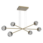 Luna  Moda Linear Chandelier - Gilded Brass / Smoke Zircon