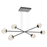 Luna  Moda Linear Chandelier - Graphite / Amber Floret