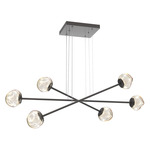 Luna  Moda Linear Chandelier - Graphite / Amber Geo