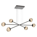 Luna  Moda Linear Chandelier - Graphite / Bronze Floret