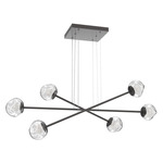 Luna  Moda Linear Chandelier - Graphite / Clear Floret