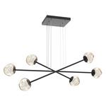 Luna  Moda Linear Chandelier - Matte Black / Amber Floret