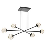 Luna  Moda Linear Chandelier - Matte Black / Amber Geo