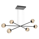 Luna  Moda Linear Chandelier - Matte Black / Bronze Floret