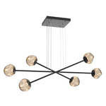 Luna  Moda Linear Chandelier - Matte Black / Bronze Geo