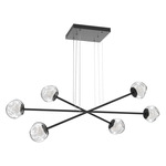 Luna  Moda Linear Chandelier - Matte Black / Clear Floret