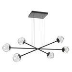 Luna  Moda Linear Chandelier - Matte Black / Clear Geo