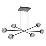 Luna  Moda Linear Chandelier - Matte Black / Smoke Floret