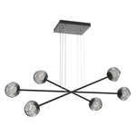 Luna  Moda Linear Chandelier - Matte Black / Smoke Zircon