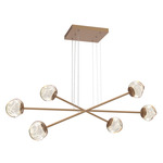 Luna  Moda Linear Chandelier - Novel Brass / Amber Floret