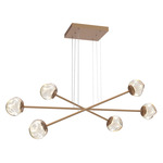 Luna  Moda Linear Chandelier - Novel Brass / Amber Geo