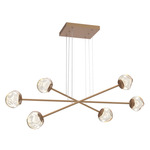 Luna  Moda Linear Chandelier - Novel Brass / Amber Zircon