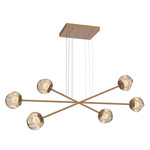 Luna  Moda Linear Chandelier - Novel Brass / Bronze Floret