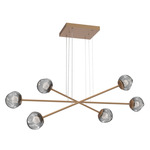 Luna  Moda Linear Chandelier - Novel Brass / Smoke Floret