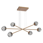 Luna  Moda Linear Chandelier - Novel Brass / Smoke Geo