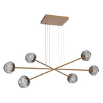 Luna  Moda Linear Chandelier - Novel Brass / Smoke Zircon