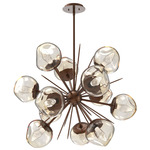 Luna Starburst Chandelier - Burnished Bronze / Amber Geo