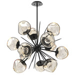 Luna Starburst Chandelier - Matte Black / Amber Floret