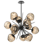 Luna Starburst Chandelier - Matte Black / Bronze Floret