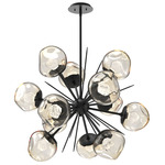 Luna Starburst Chandelier - Matte Black / Amber Zircon