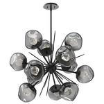 Luna Starburst Chandelier - Matte Black / Smoke Zircon