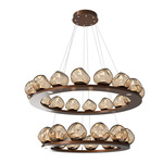 Luna Tiered Chandelier - Burnished Bronze / Bronze Geo