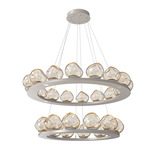 Luna Tiered Chandelier - Beige Silver / Amber Floret