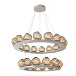 Luna Tiered Chandelier - Beige Silver / Bronze Floret