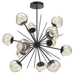 Luna Starburst Chandelier - Matte Black / Amber Floret