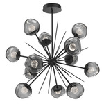 Luna Starburst Chandelier - Matte Black / Smoke Floret