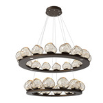 Luna Tiered Chandelier - Flat Bronze / Amber Floret